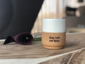 Chavena de chá cortiça com laser personalizada