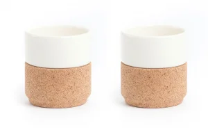 2 Chávenas café expresso cortiça e cerâmica cor perola - Image 2