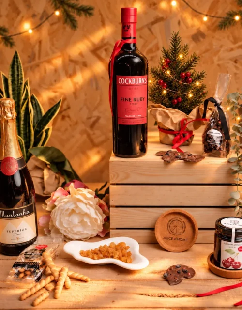 GiftBox Vinho do Porto e Espumante. Cabaz Gourmet