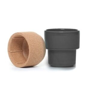 2 Chávenas café expresso cortiça e cerâmica cinza escuro - Image 3