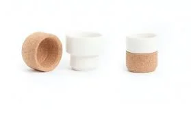 2 Chávenas café expresso cortiça e cerâmica cor perola - Image 4